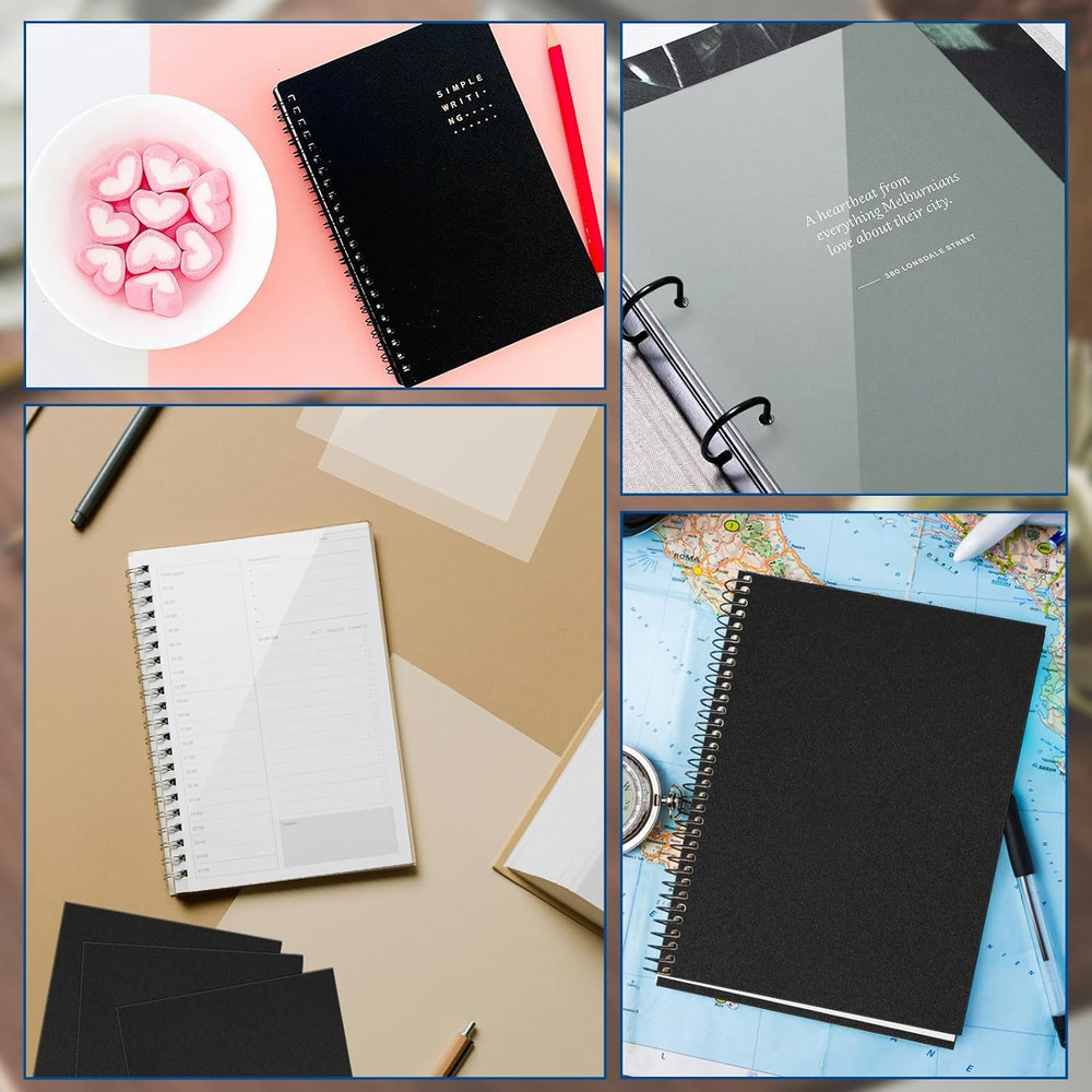 60 Pack Letter Size Binding Covers and Backs Set Clear Front Black Back