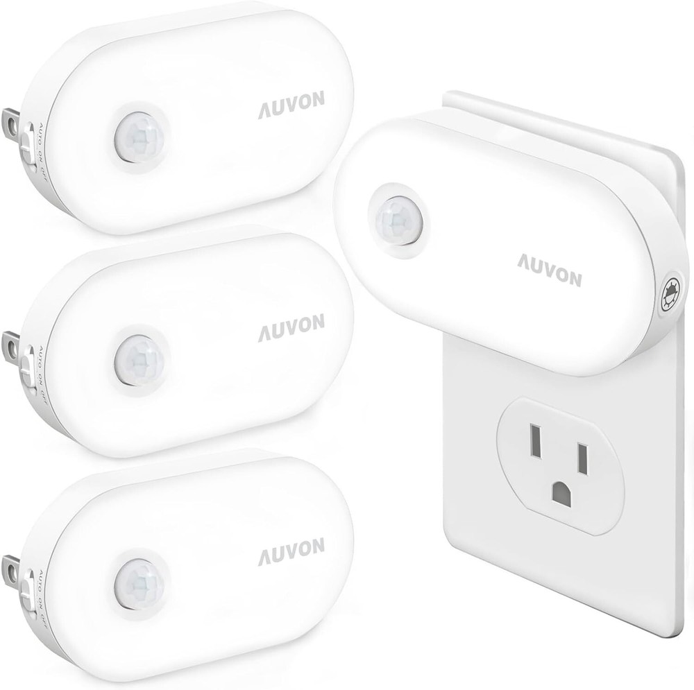 Adjustable Brightness Plug-In Night Lights 4-Pack for Versatile Indoor Use