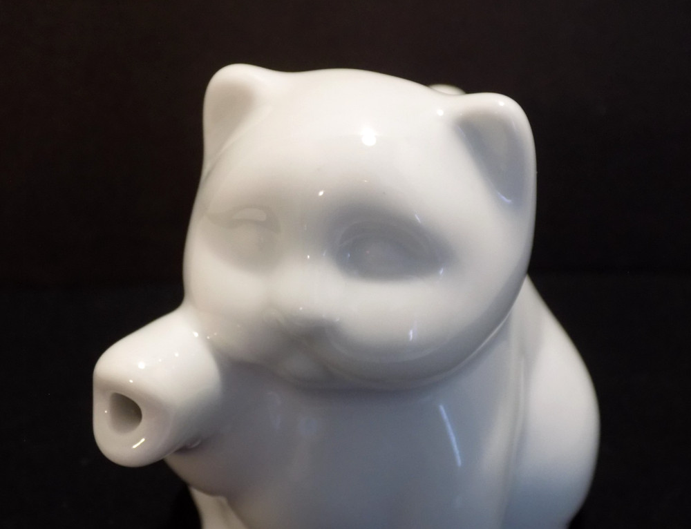 Mini White Ceramic Cat Kitty Shape Creamer Pitcher Paw Spout Tail Handle