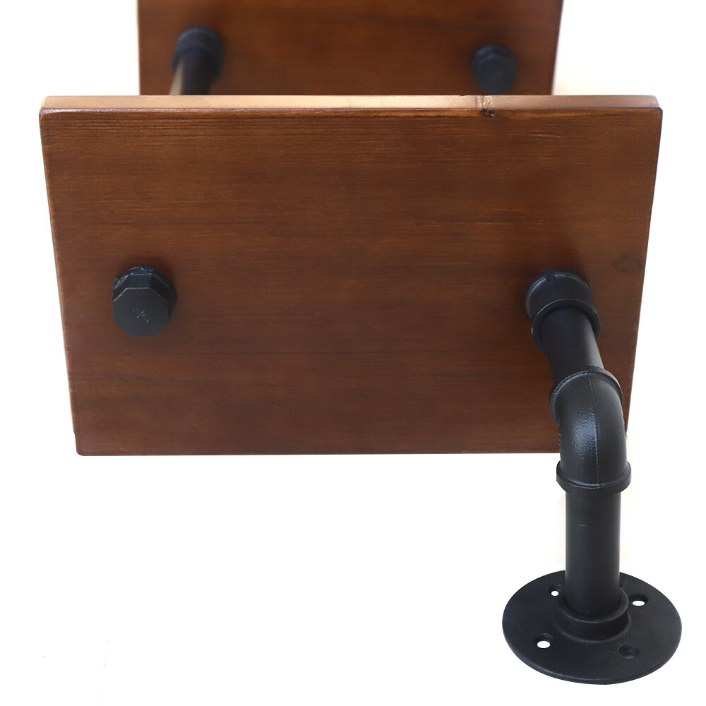 6Tier Shelf Industrial Bracket Rustic Iron Pipe Wall-Mounted Floating Rack Shelf