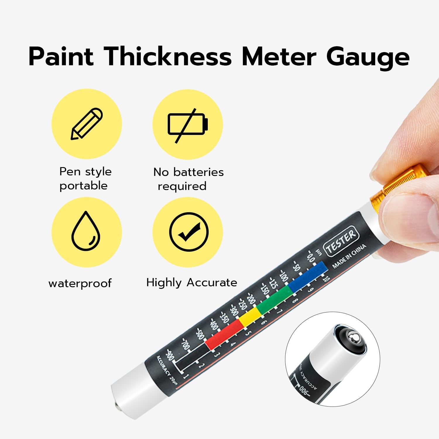Mcbazel Paint Thickness Tester Meter Gauge, Magnetic Car Paint Coating Tester, C