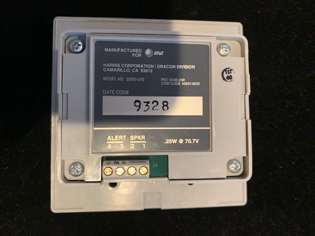 AT&T Intercom Speaker, For Inside Wall, Open Box, By Harris Corp