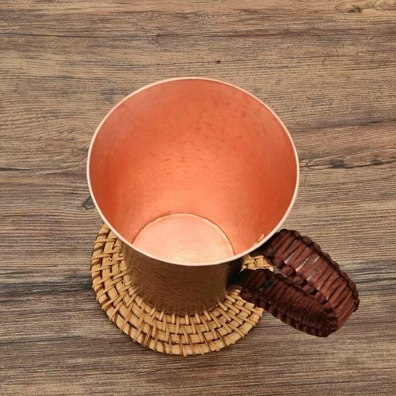 Hammer patterned pure copper drinking cup, teacup, coffee cup, thick mouthed cup
