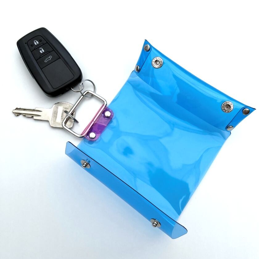 Aurora Tri-Fold Key Case, Double Snap, Waterproof PVC (Iridescent)