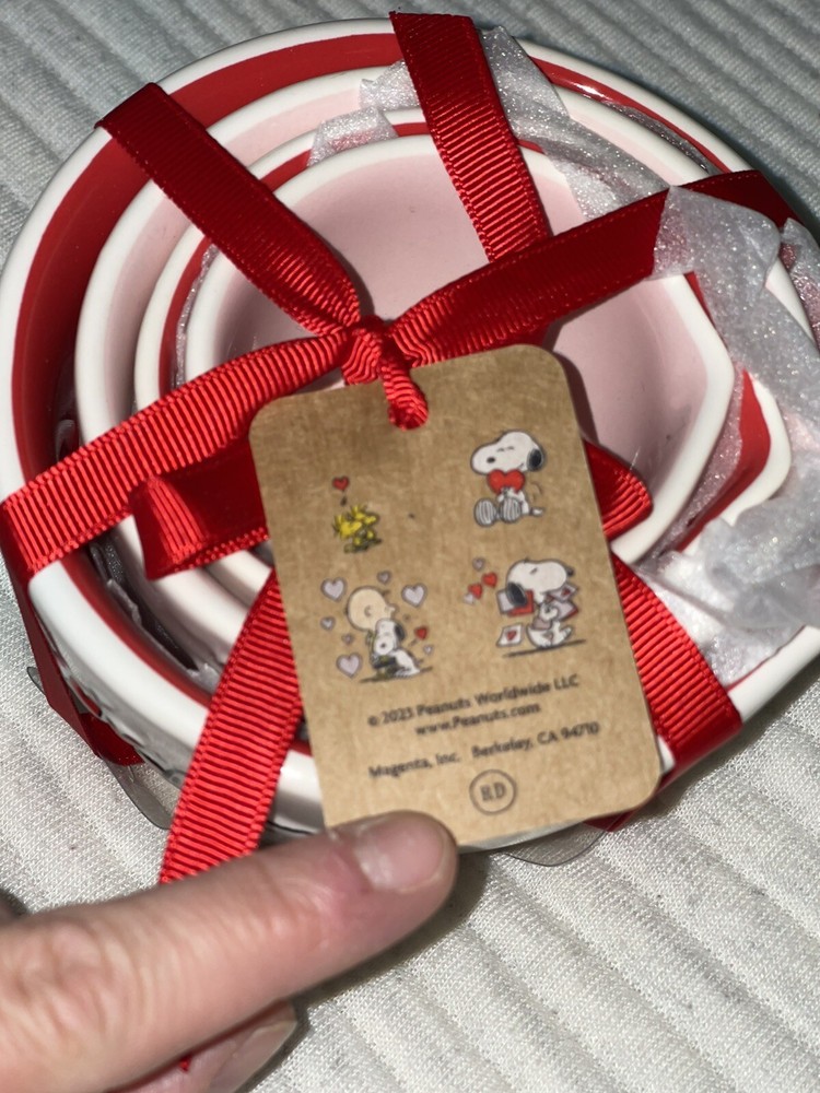 Rae Dunn snoopy valentines measuring cups peanuts New