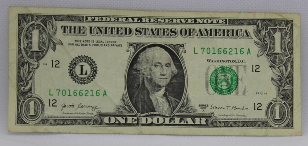 Odometer Error Note Fancy Serial Number One Dollar Bill E66996410C Triple 6s