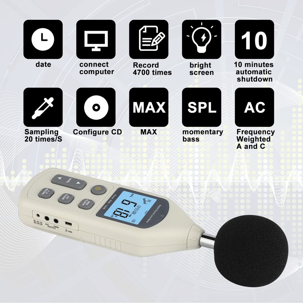 Decibel Meter, Professional Sound Level Meter with Backlight USB Version