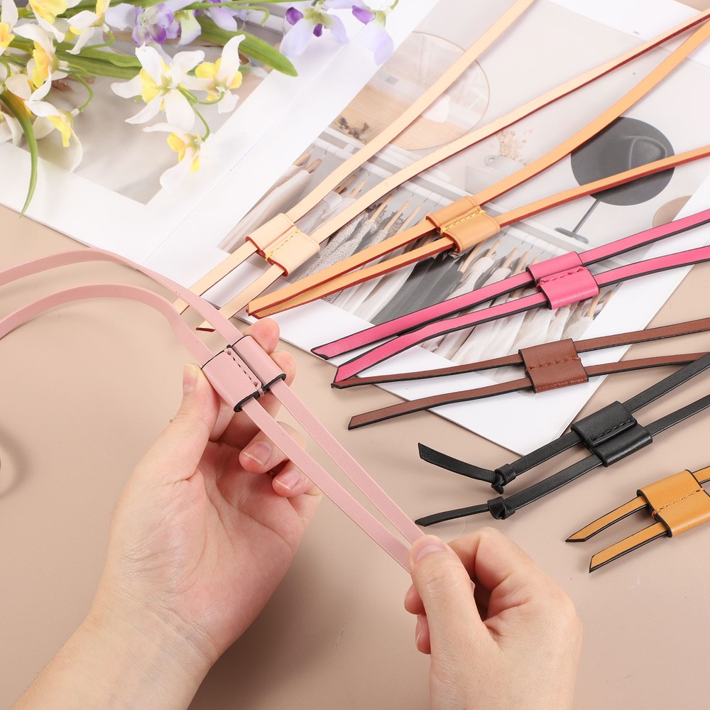 PU Leather Drawstring, 37.8 Inch Pull String Purse Strap Replacement, Pink