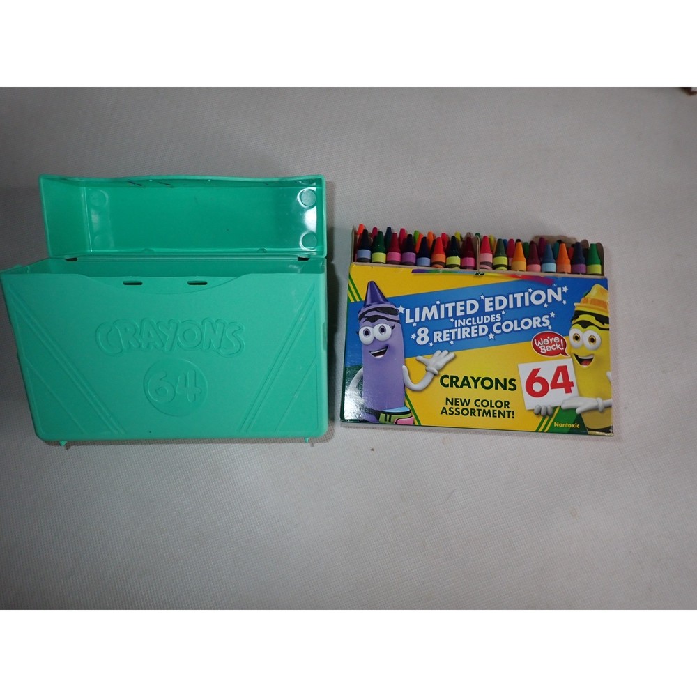Crayola Limited Edition 64 Crayons 8 Retired Colors with Plastic Case *1 missing