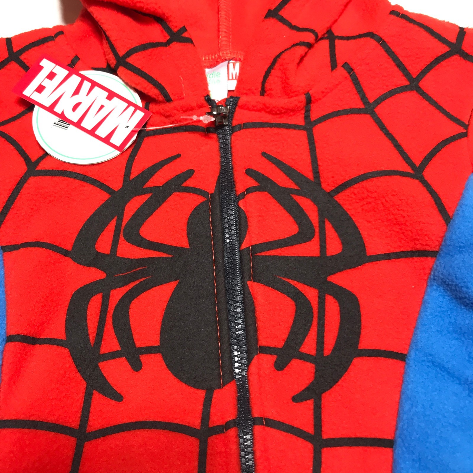 NWT Cuddle Club Marvel Fleece Spiderman One Piece Hooded Costume Toddler 18-24 M
