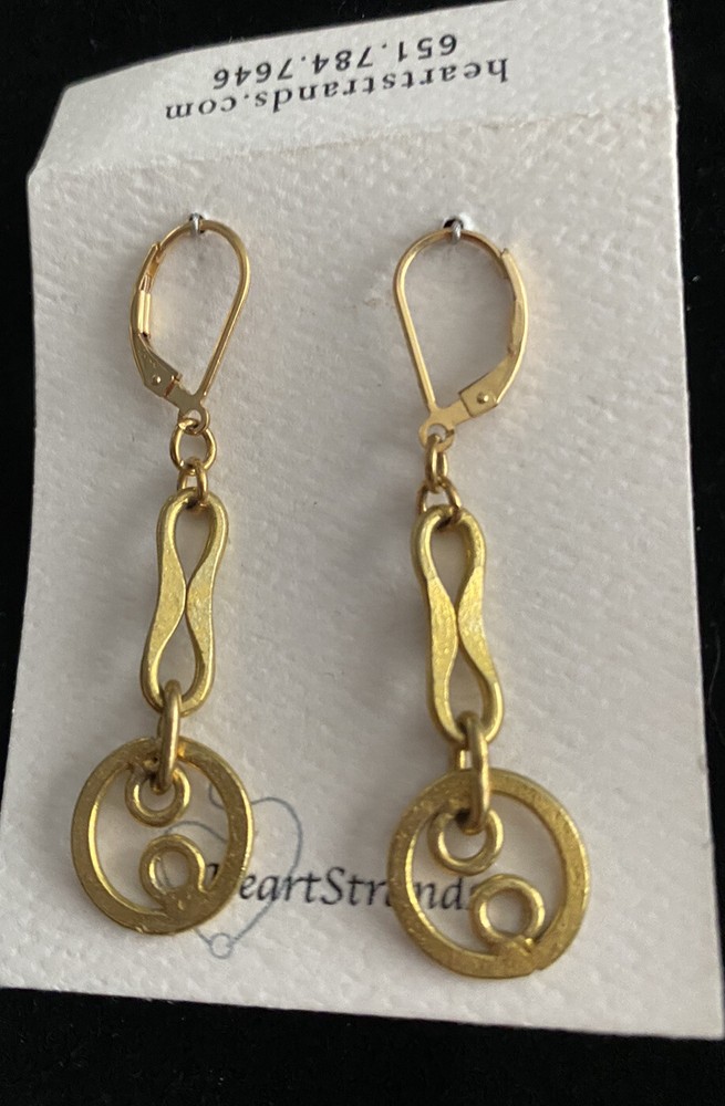 NWT Drop Earrings hand crafted java brass & Gold Fill 2”