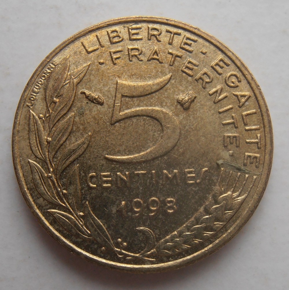 FRANCE  5 CENTIMES 1998