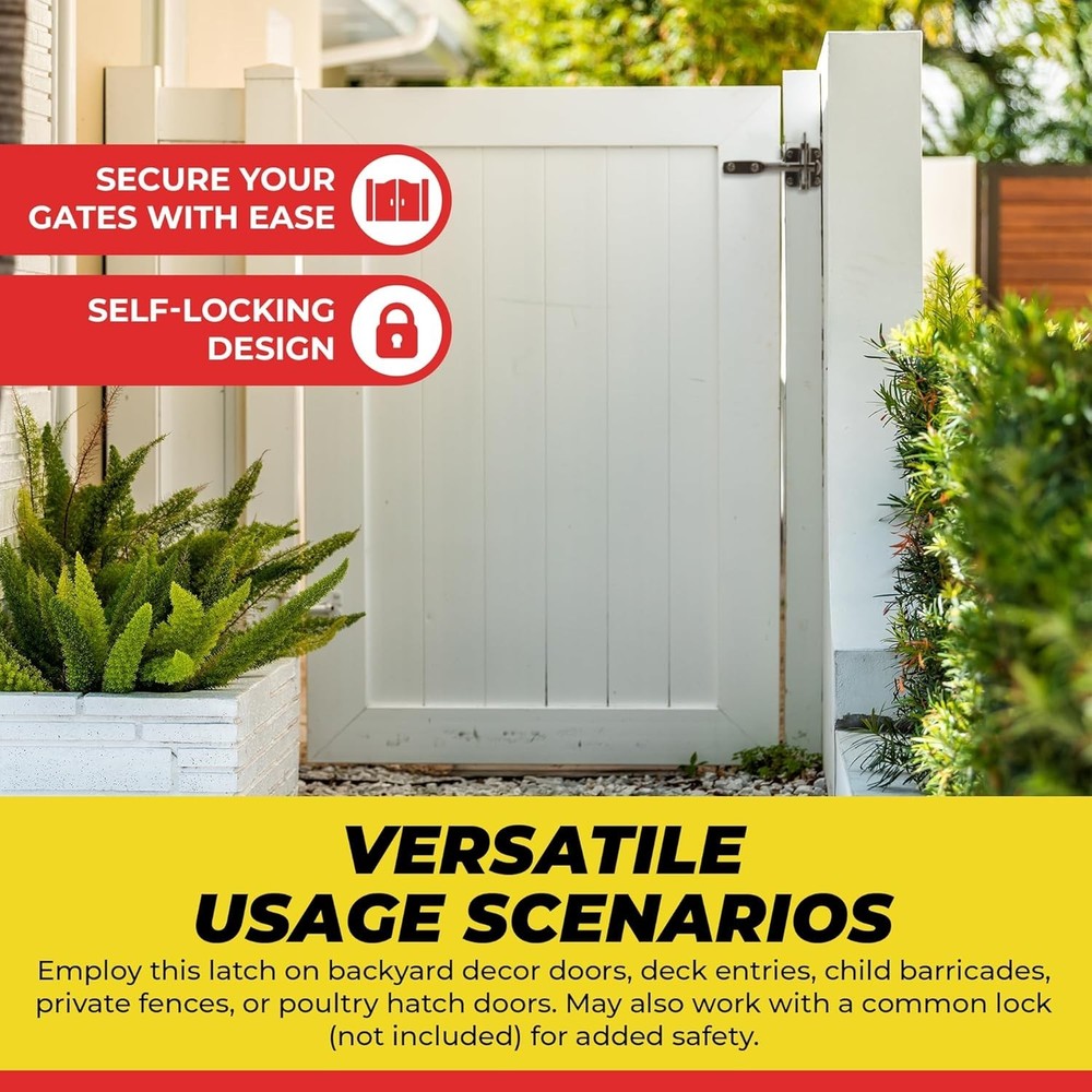Versatile Garden Gate Latch with Automatic Locking and Quick Install Features