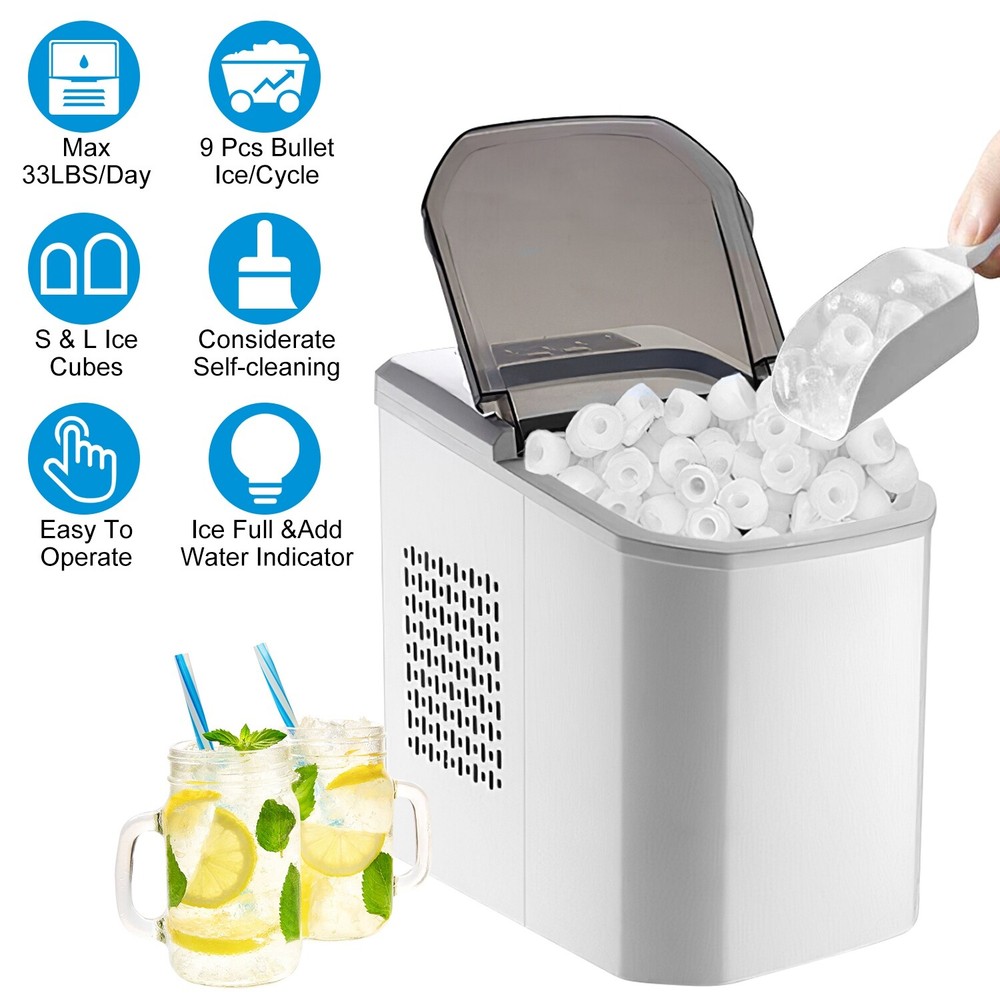 Mini Ice Maker Machine Electric Countertop Self-cleaning Car Ice Making Machine