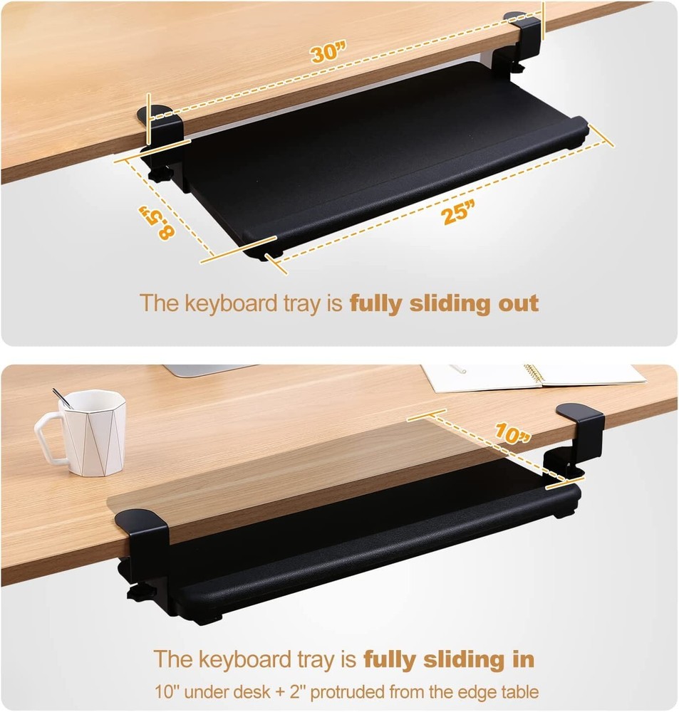 FlexiSpot Large Keyboard Tray Under Desk Ergonomic (Black)