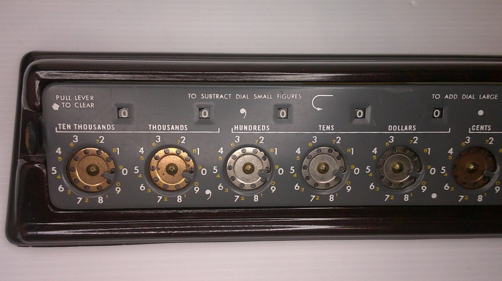 Large Bakelite/ Catlin brown Lightening Adding machine removable w/ instructions