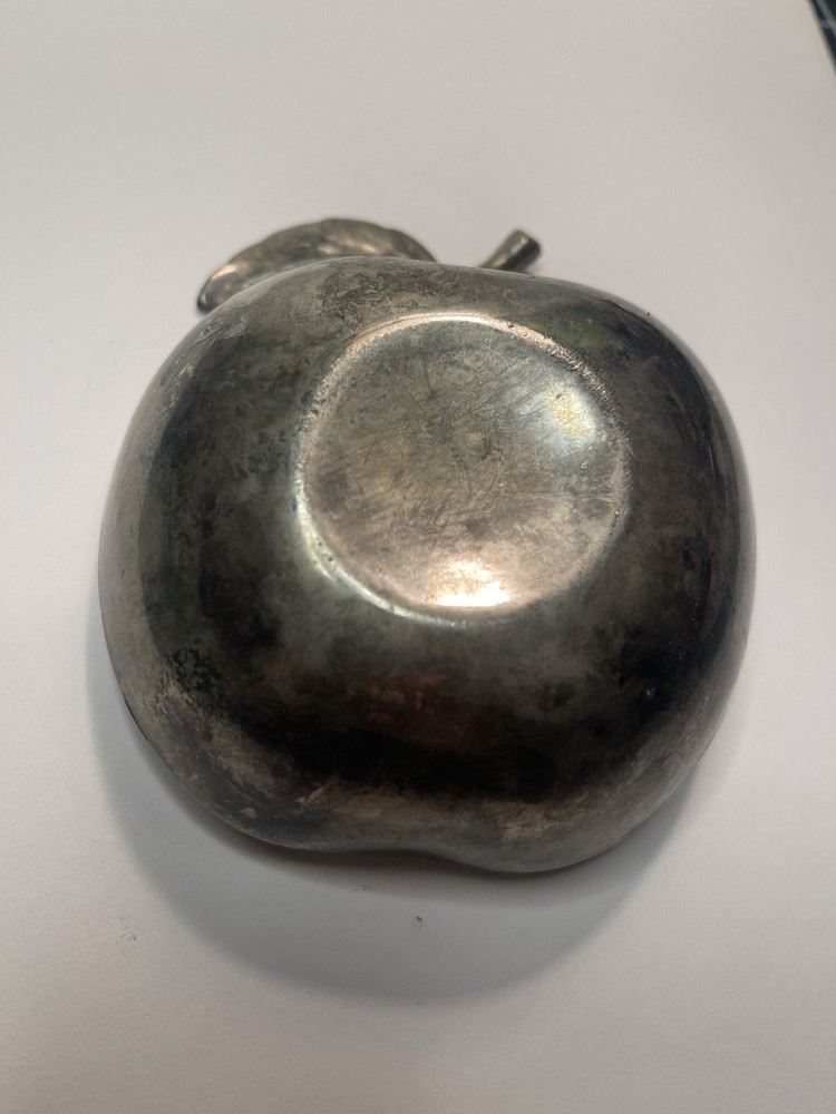 Vintage Ashtray Silver Plated Brass Apple Trinket Dish Bowl