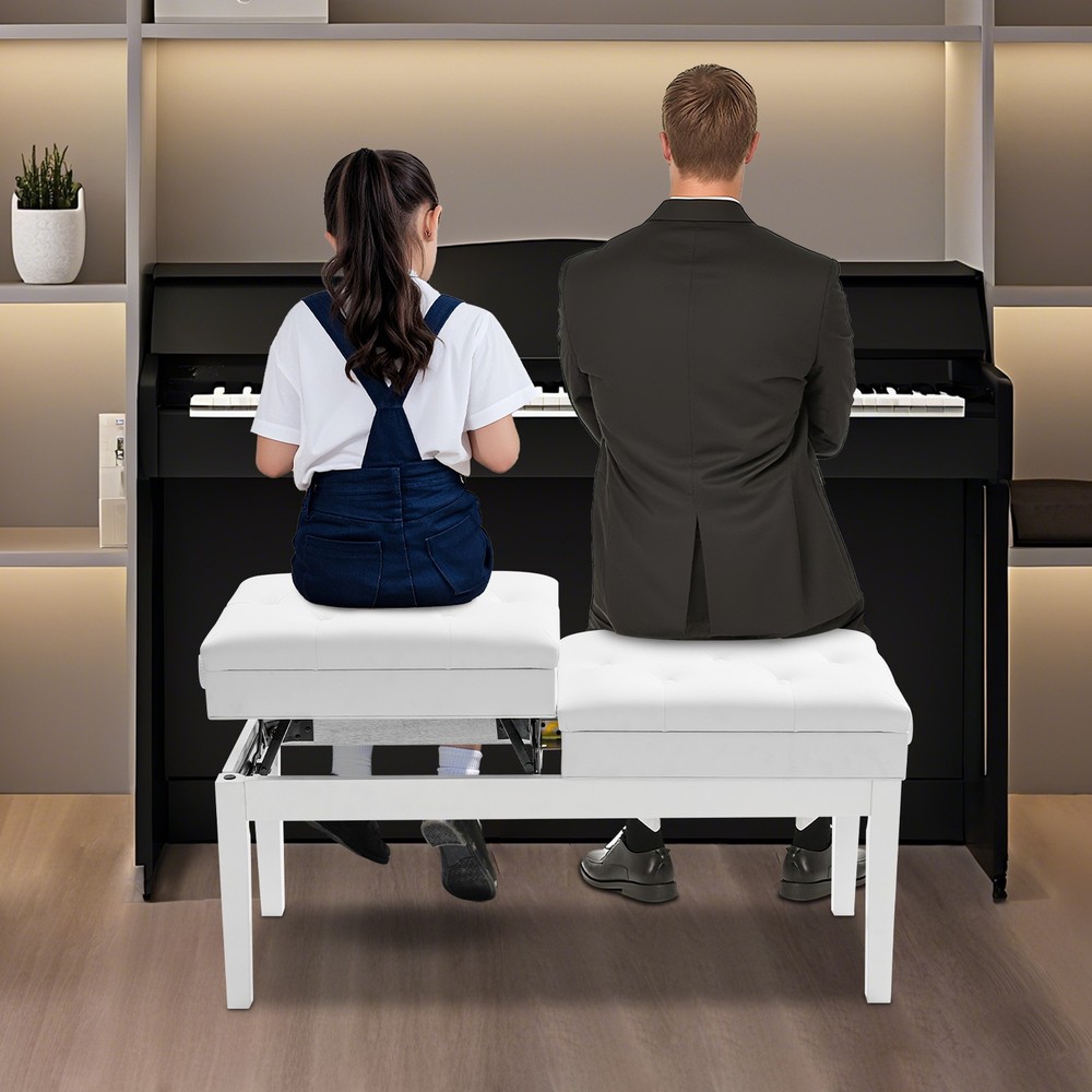 Adjustable Double Seater Piano Bench with Storage, Durable & Elegant Design