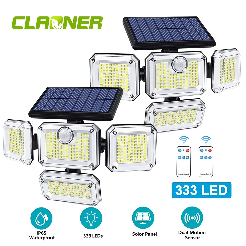 2Pack 333LED Motion Sensor Solar Lights Outdoor IP65 Waterproof Security Lamp US