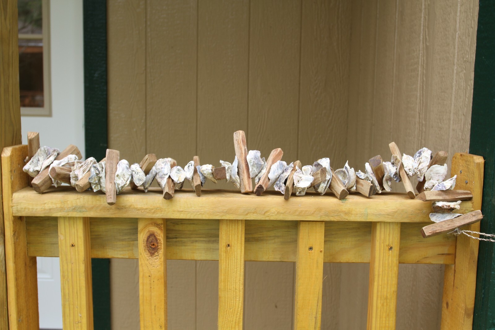 Oyster Bar Hanging Decor Oyster Shells Driftwood Garland, Natural, 33"+ G-83