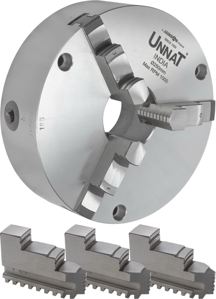 10" 3-JAW SELF-CENTERING Solid Jaw Lathe CHUCK, Front Mounting W. Extra Jaws