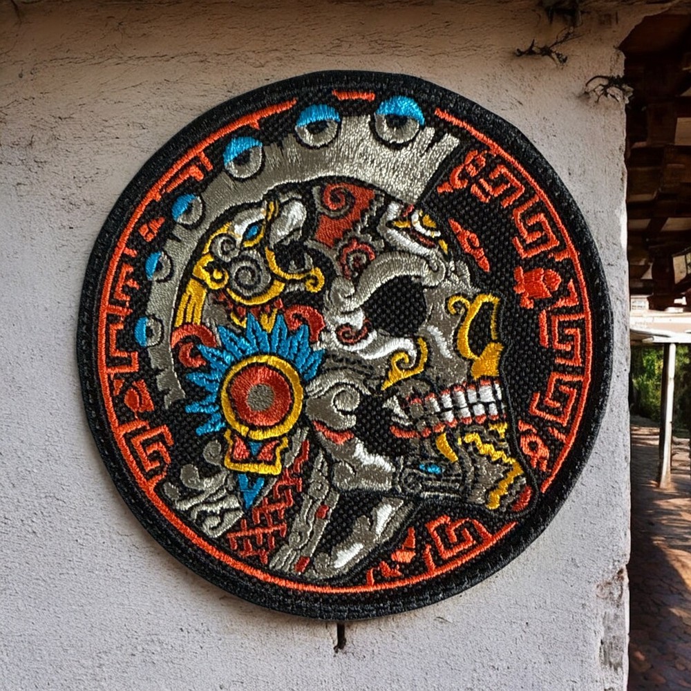 Aztec Skull Embroidery Patch 4.07" X 4.07"