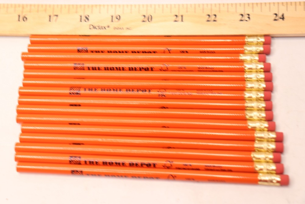 (15-Pk) Home Depot Round Pencils with Pro-Sharp Sharpener-Missing Sharpener