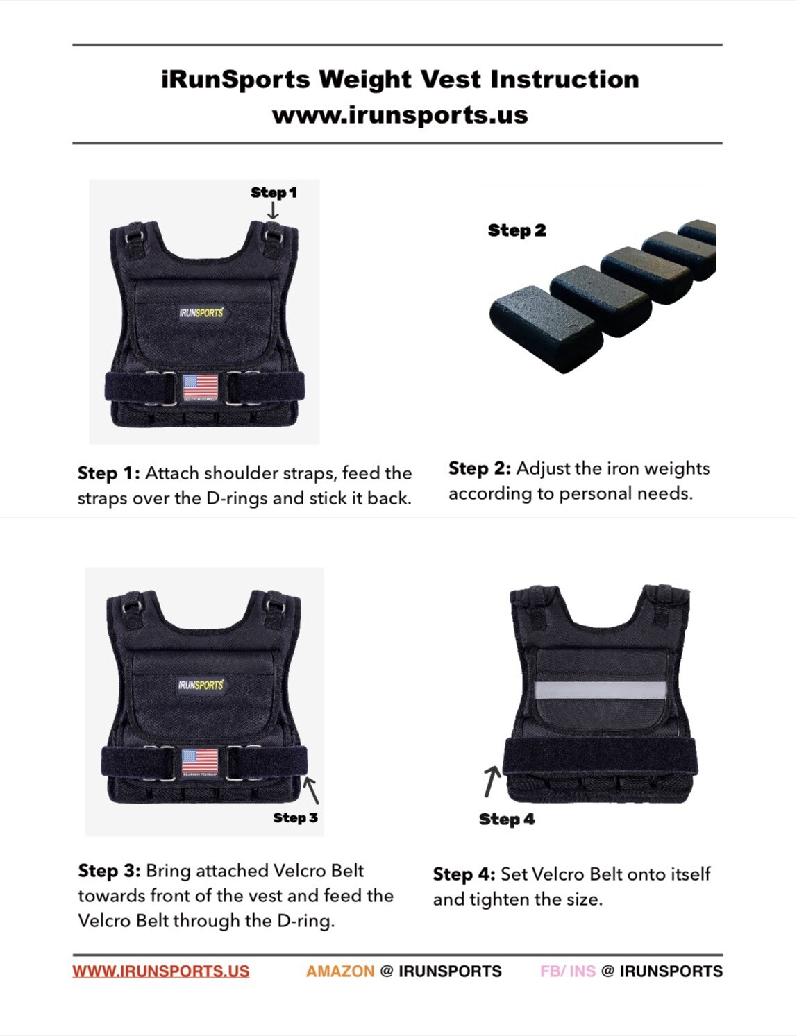 IRUNSPORTS Mens Weighted Vest, CrossFit, 50LBS Weights Included.