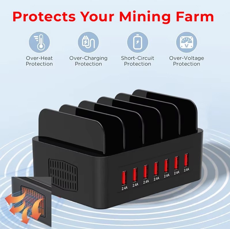 Smart USB Power Bay + 5 Bitcoin Lottery Miners!! (1,000 KH/s NM Miners)