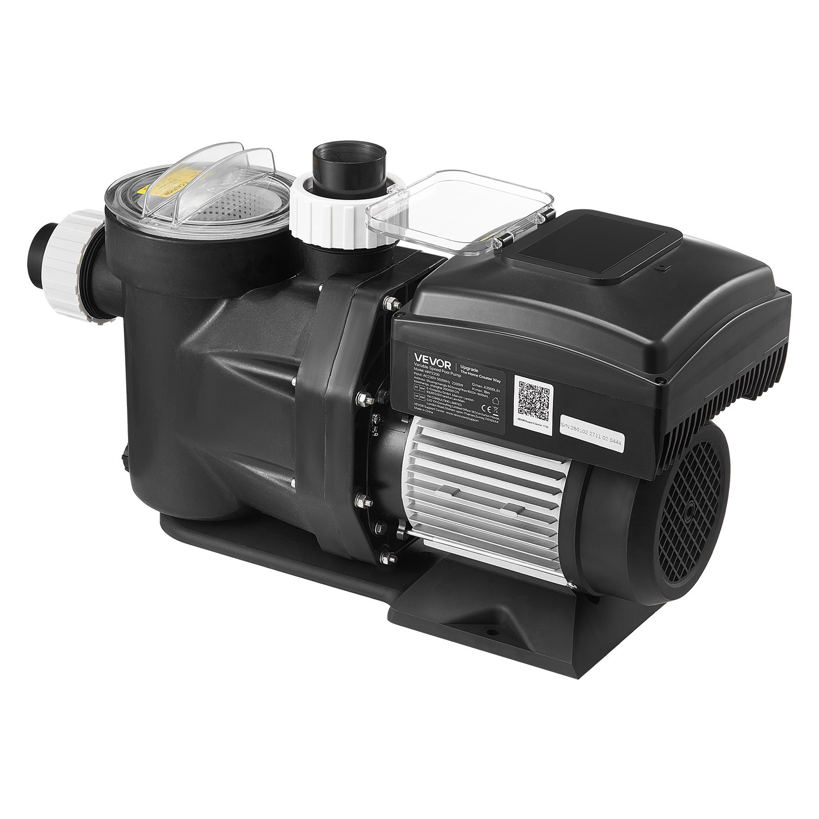 VEVOR Variable Speed Pool Pump 1.5 HP 220V 115 GPM In/Above Swimming Pool Pump