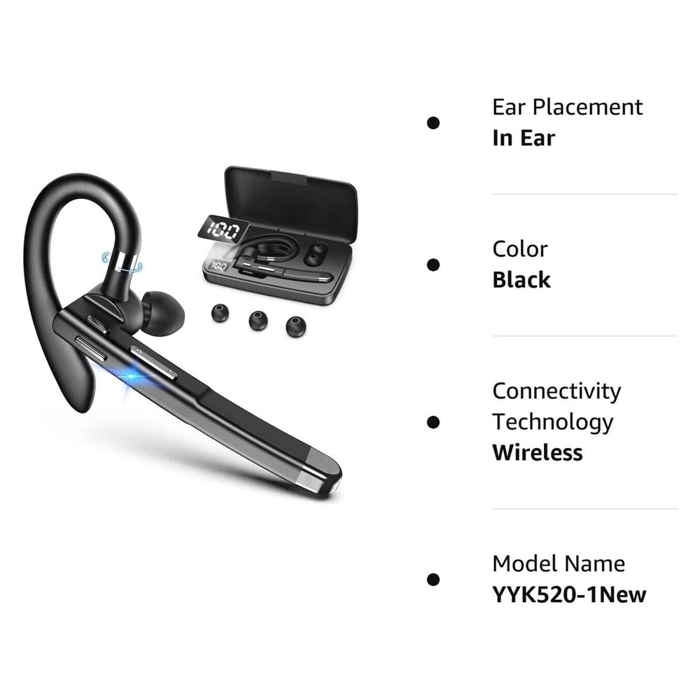 Trucker Wireless Microphone Bluetooth Noise Cancelling Headset Earpiece New
