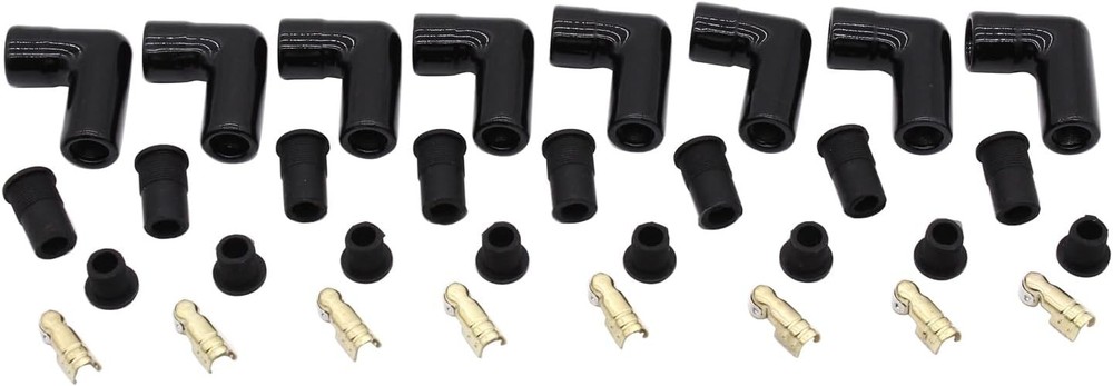8Pcs Ceramic Spark Plug Boot Kit 90-Deg Straight Black