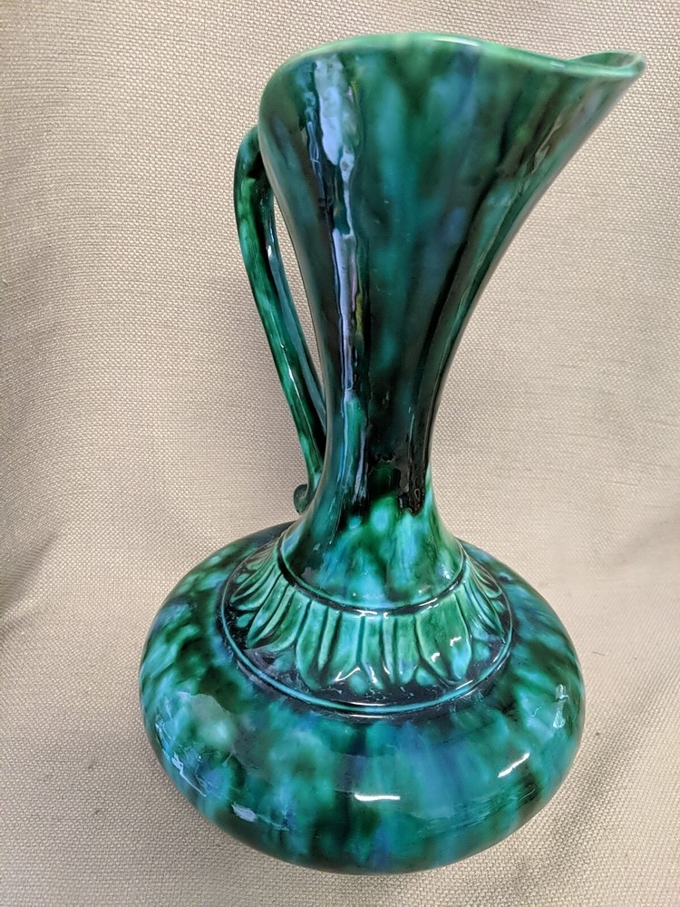 Mid Century Modern Style Blue & Green Ceramic Pitcher/Vase