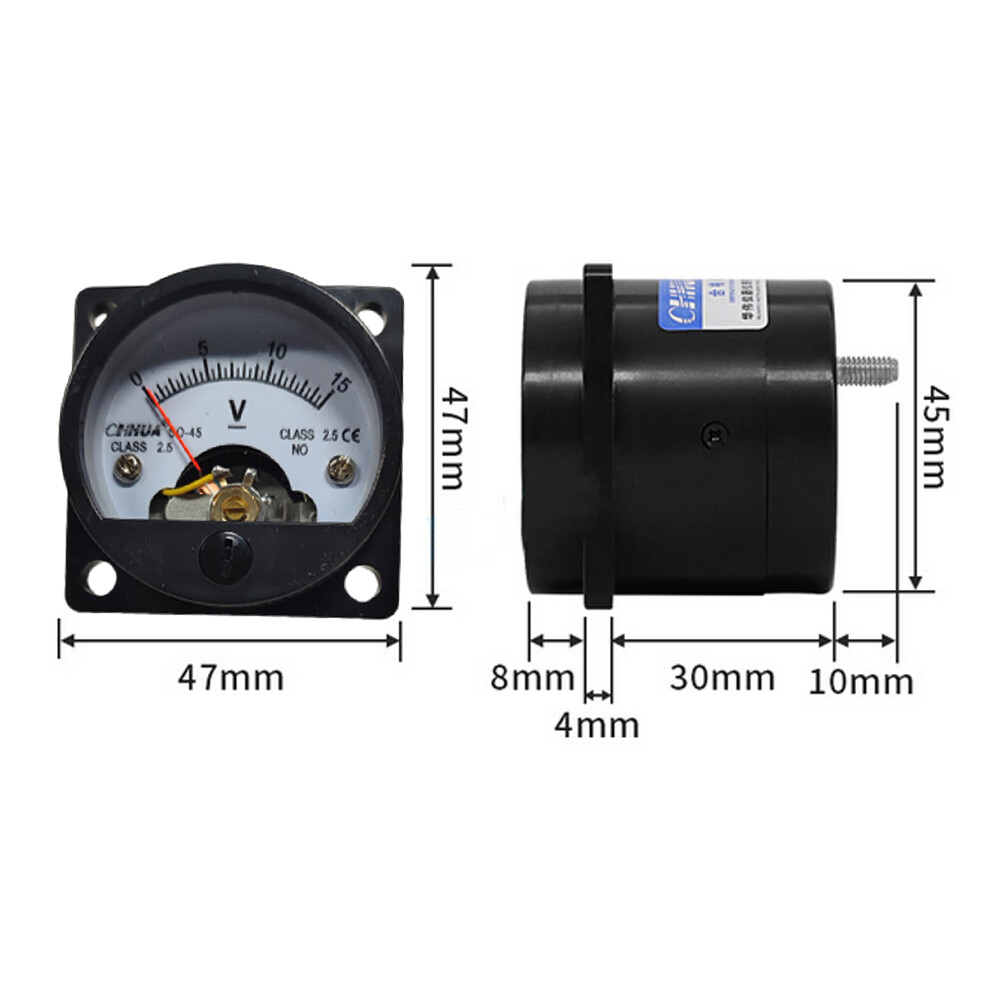 2 x DC 0-15V Analog Voltmeter Analogue Voltage Panel Meter SO45 Directly Connect