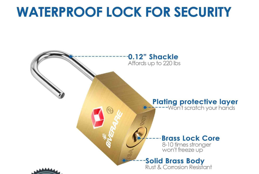 4 Pack TSA Travel Luggage Locks with Keys, Solid Brass Padlocks, Gold