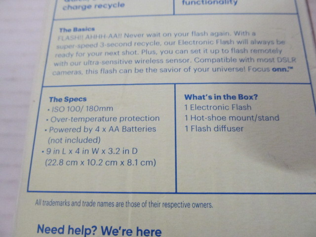 ONN Focus Electronic Flash for Use with Hot-Shoe DSLRs