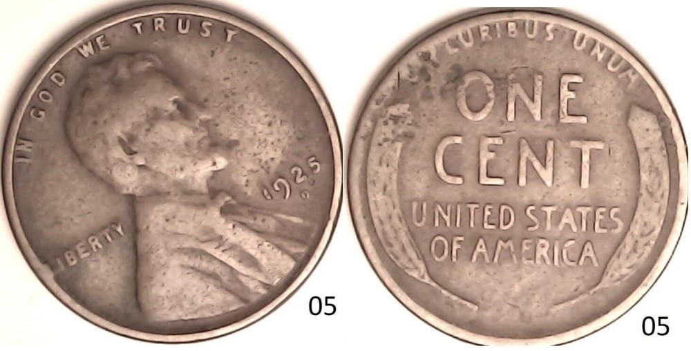 1925 D Lincoln Wheat Cent Rotated Dies - ERROR