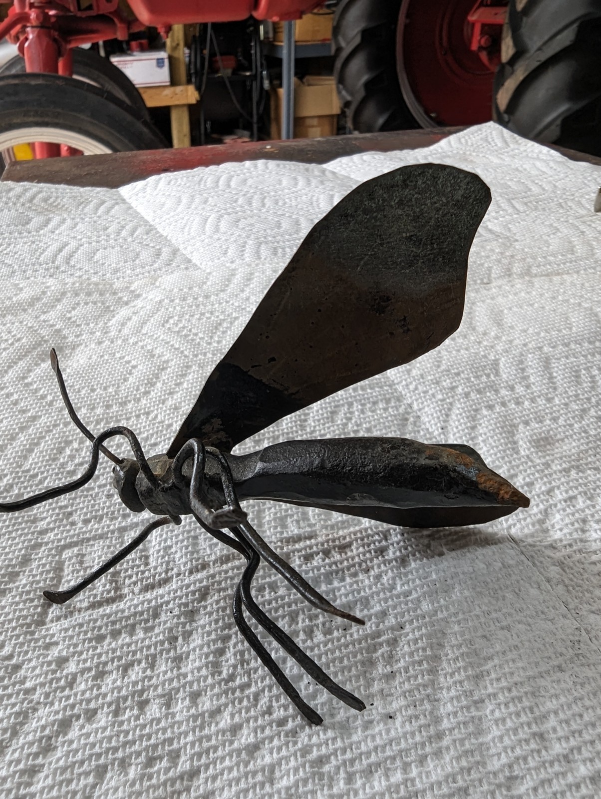 Japanese Okimono Vintage Sculpture Insect Brass Iron Bee. 4"