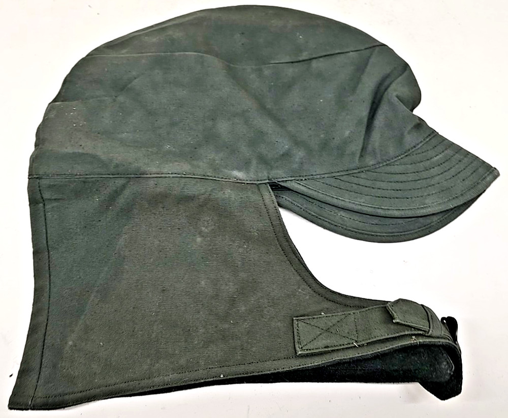 Vtg 1941 WWII Bomber Hat US ARMY Green WOOL LINED Cotton Shell EAR & Chin Flap