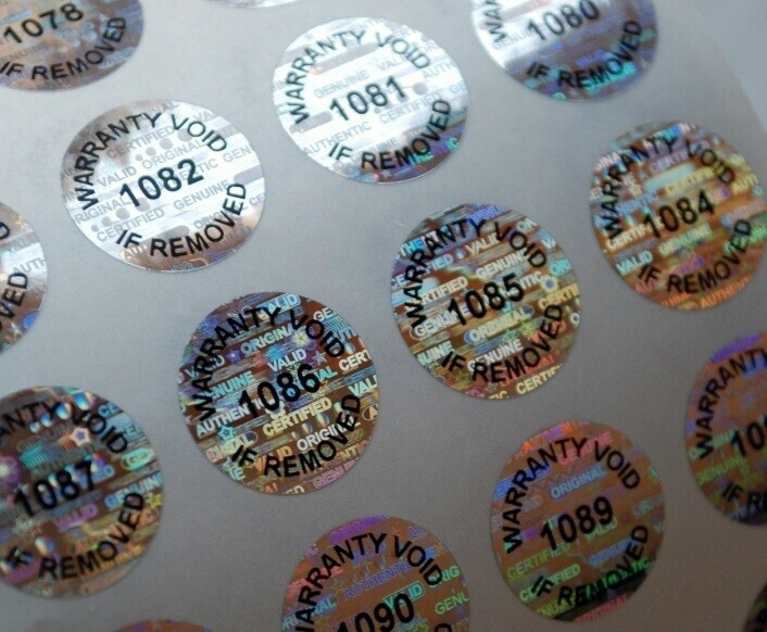 100 Silver Hologram Tamper Evident Warranty Void Security Labels Stickers Seals