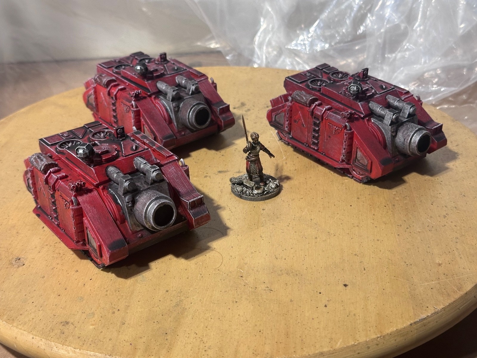 3  red Used siege 3-D printed with scratch built parts.