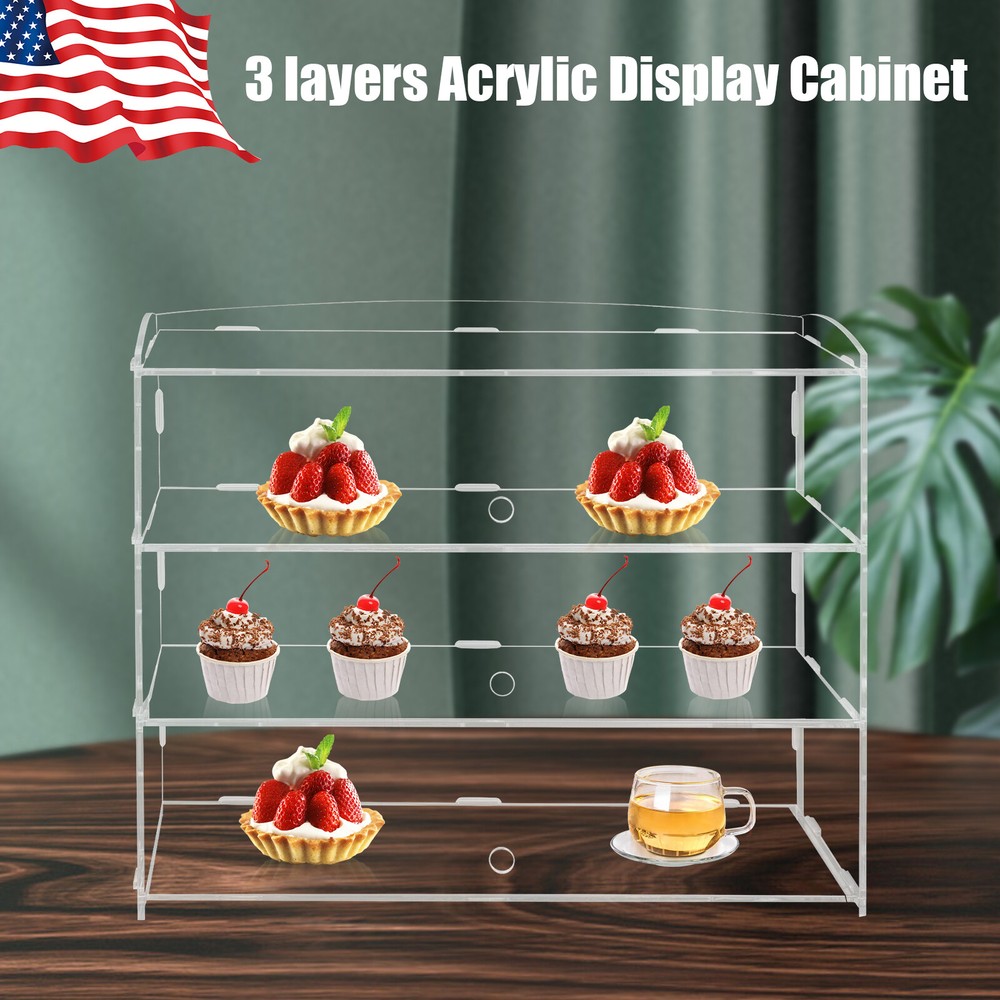3 layers Acrylic Display Cabinet Case Bakery Pastry Display Case Multi-layer Kit