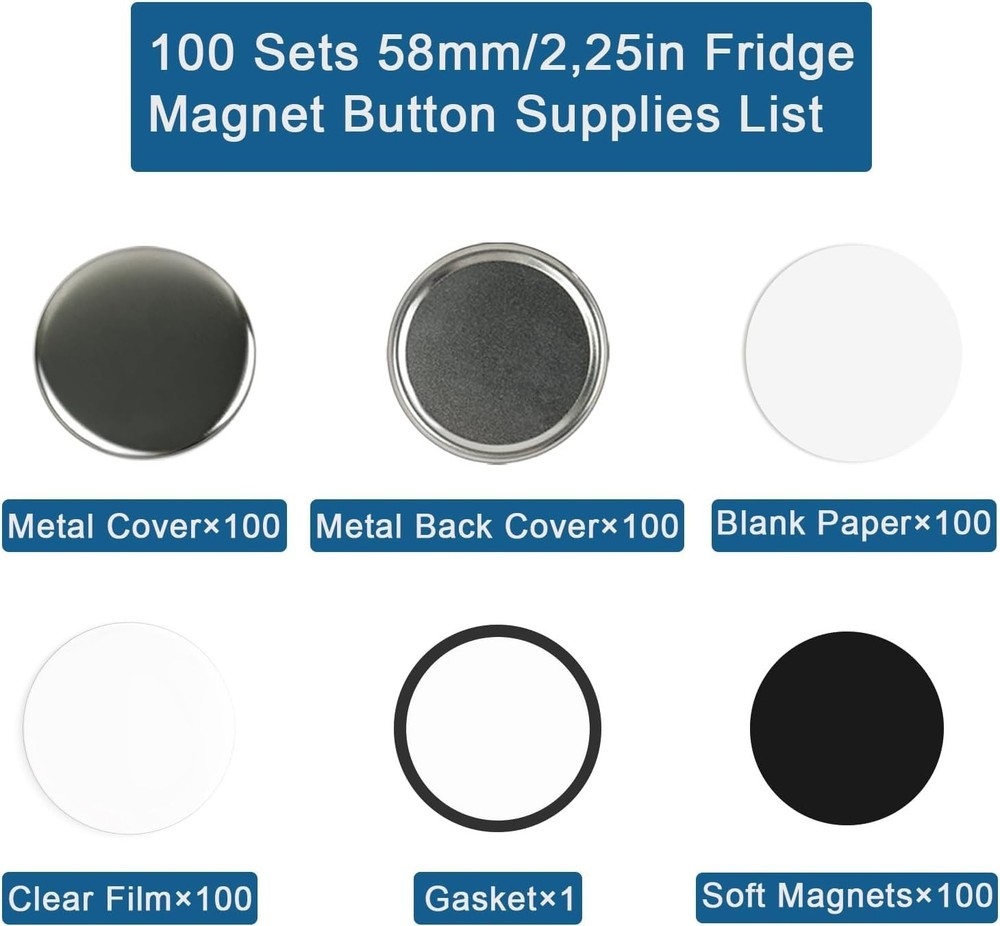 Complete 100-Piece Fridge Magnet Maker Kit - Includes Metal & Clear Components