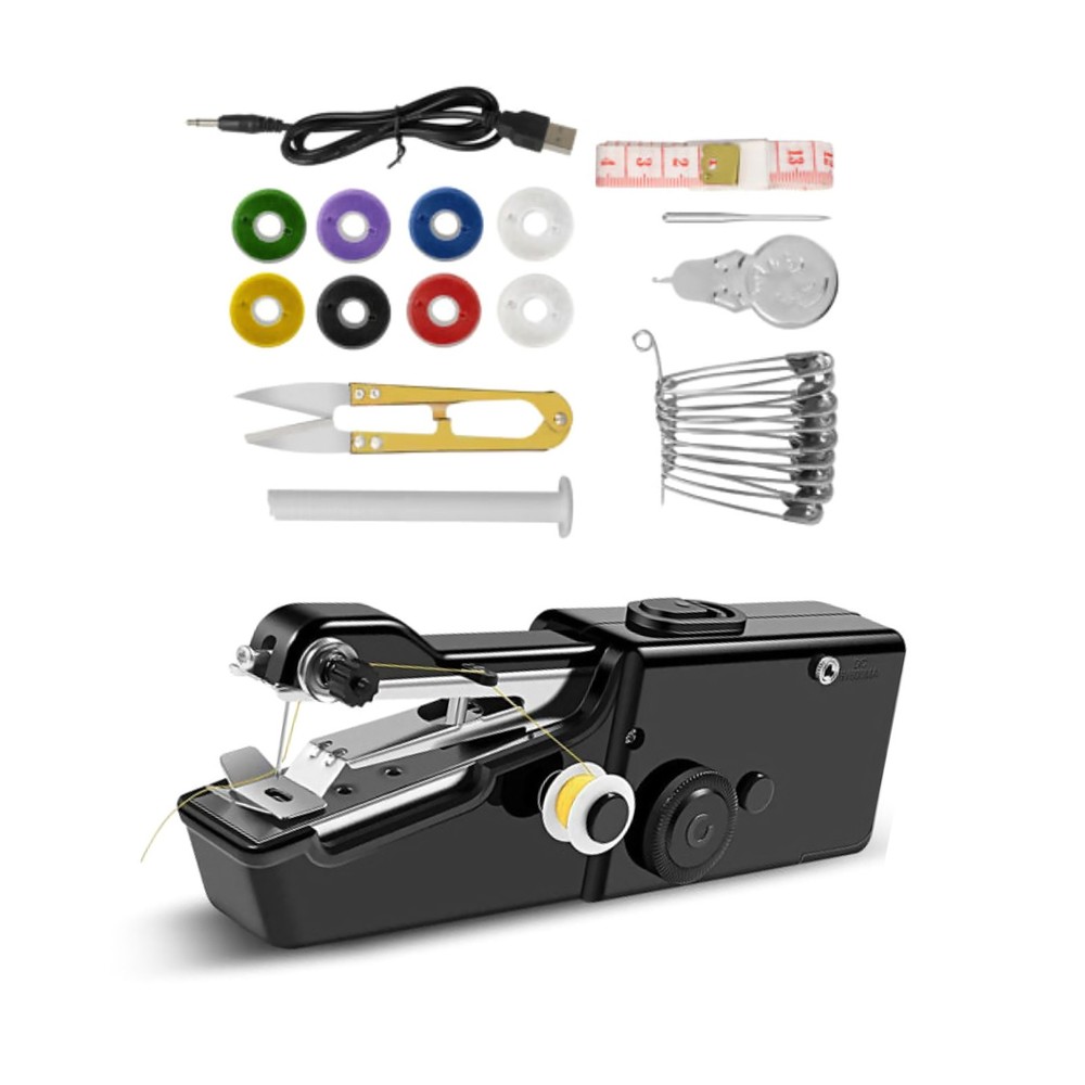 1Pc Handheld Mini Sewing Machine Stitch Electric Compact Tool w/ Sewing Kit