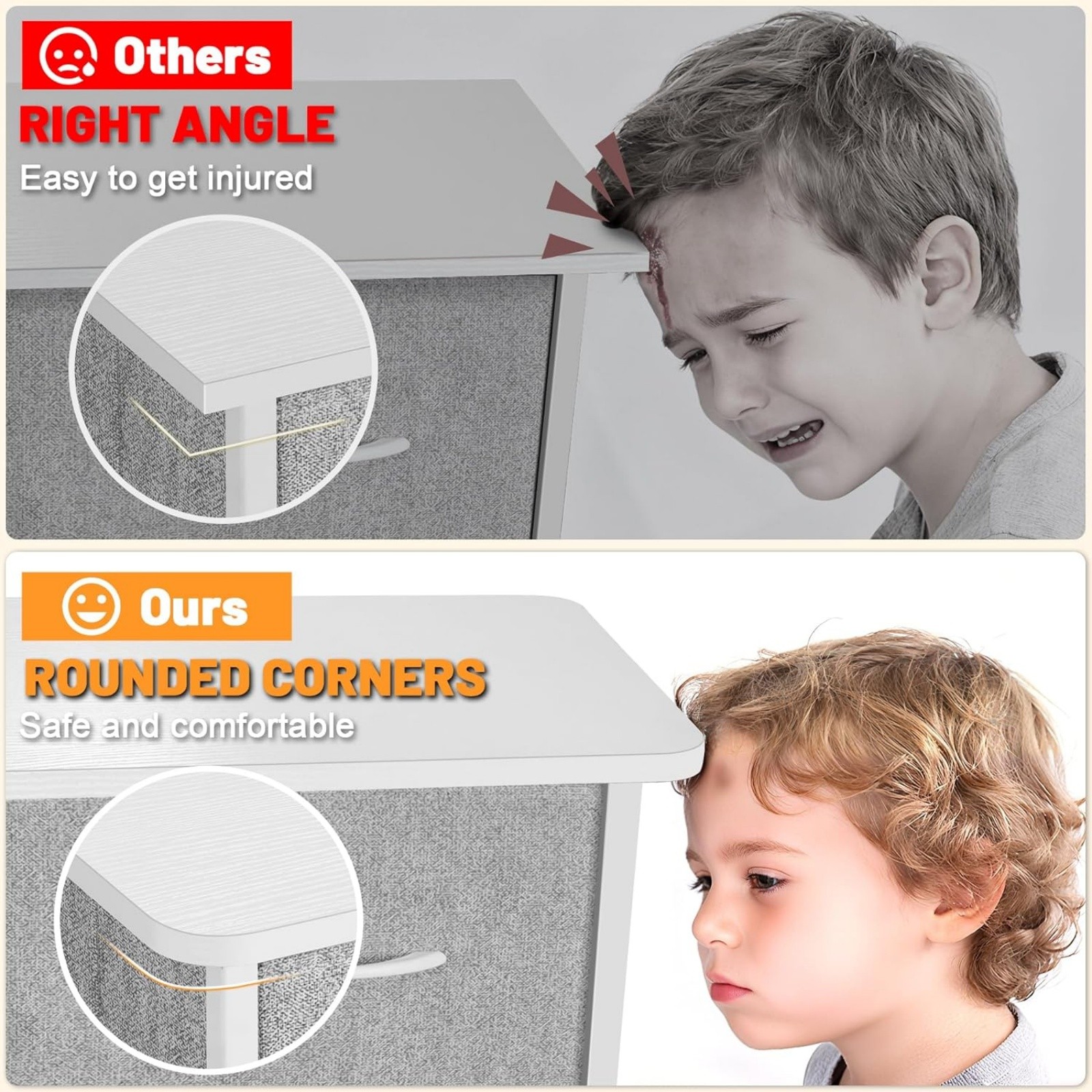 Curved White Dresser for Bedroom with 7 Drawers Storage Drawers Organizer Unit