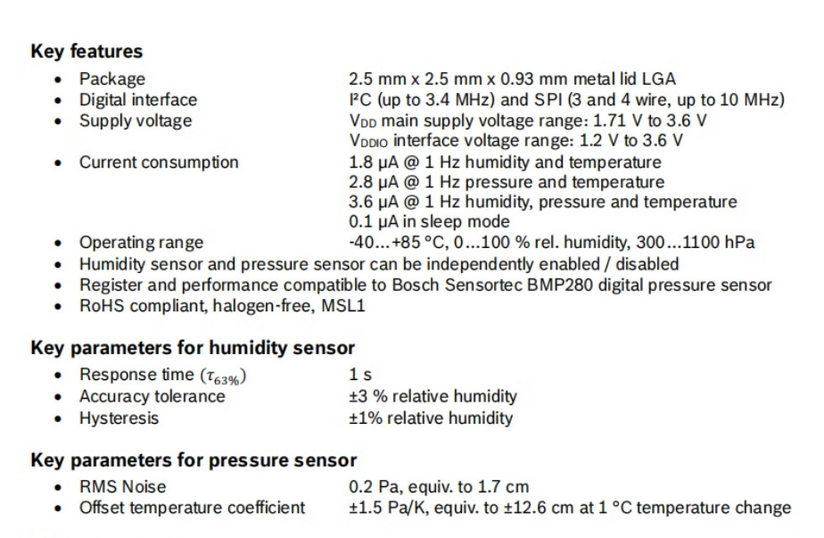 5* BME280 MEMS Humidity, Pressure and Temperature Sensors