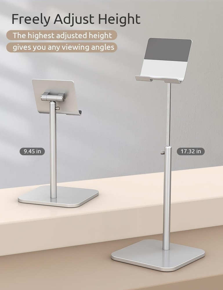 Tablet Stand Height Angle Adjustable, Eye-Level Desktop iPad Stands Tablet Ho...