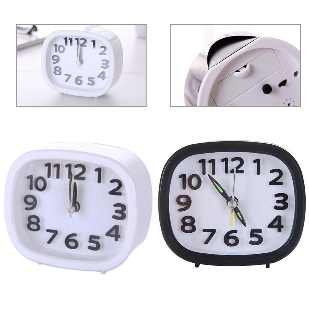 Black Cute Clock Alarm Clock Alarm Battery Clock Clocks Quartz Rectangle