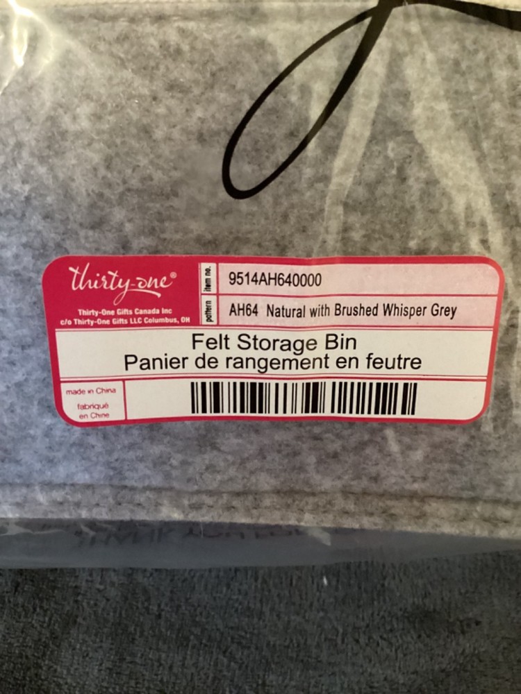 Thirty-One Felt Storage Bin - FREE SHIPPING