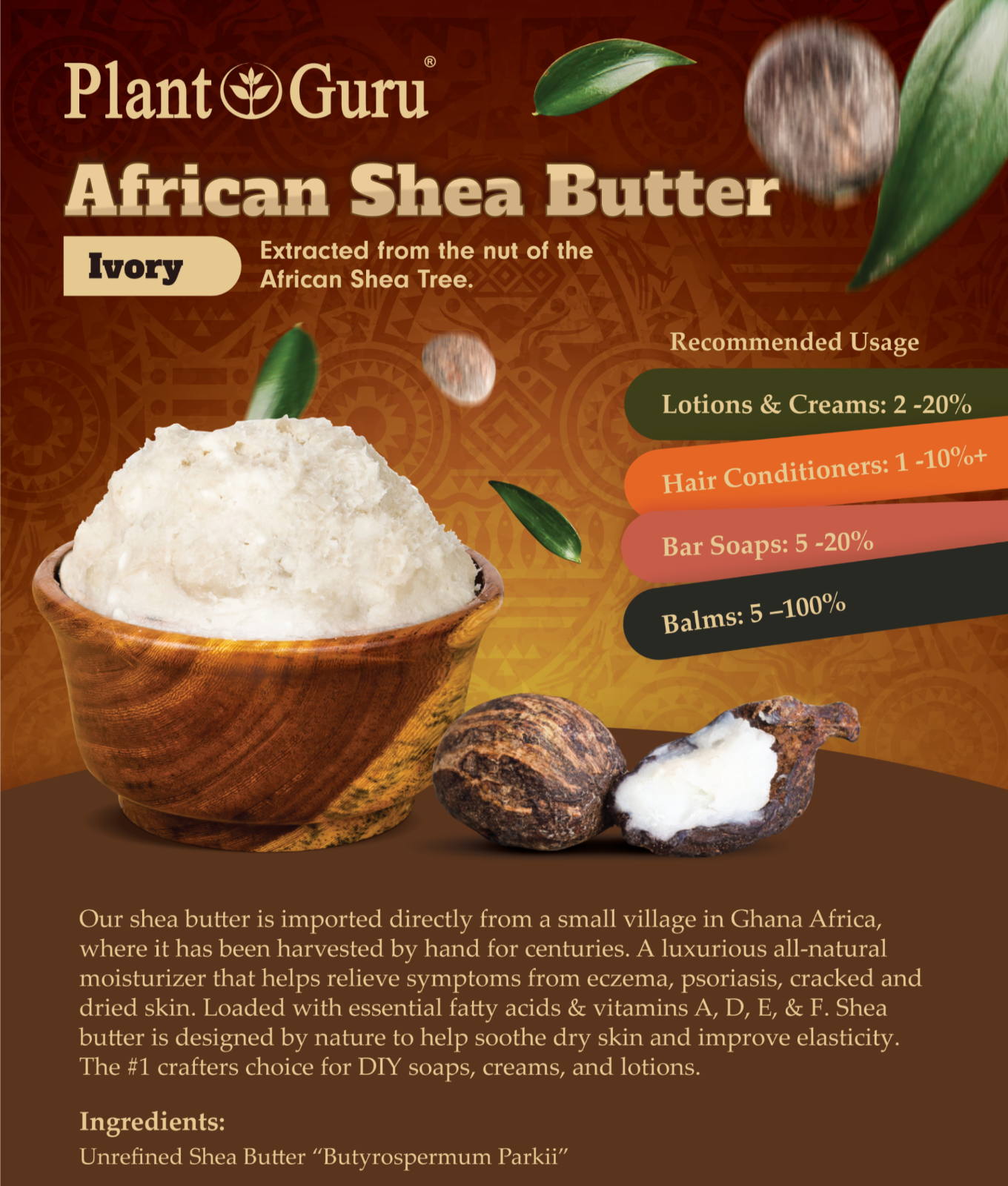 Raw African Shea Butter 100% Pure Organic Unrefined Natural Bulk Wholesale